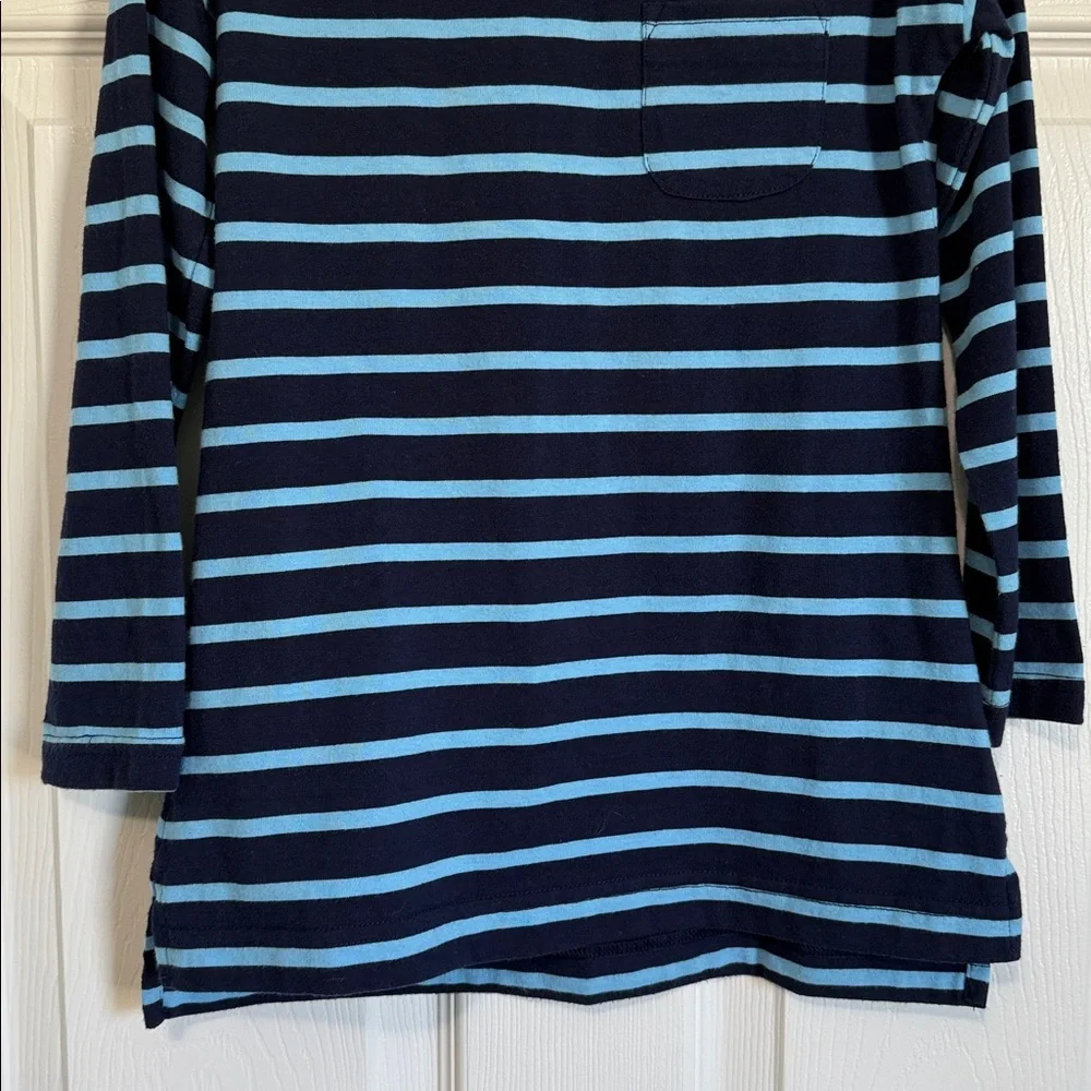 Primary Kids Long Sleeve Tunic Tees - Navy and Red Stripes